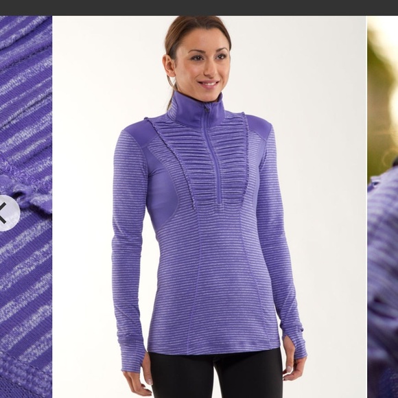 lululemon athletica Jackets & Blazers - Lululemon Run: Your Heart Out Pullover Size 8 Persian Purple Heathered & Stripe